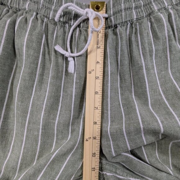 Beach Lunch Lounge Capri Pull On Womens Small Linen Blend Crop Green Striped - Picture 6 of 9
